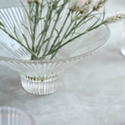 Pressed Clear Glass Low Bowl