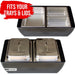 The Dubler HEAT is unique innovation as a flameless chafer and cooler combination that fits two 1/2 size food pans and up to 4” depth.  The premium insulation, along with the heat packs and placing hot food trays straight from oven, provide a slow drop in temperature over time.  Enjoy hot to eventually warm food for hours while the outside remains safe to touch for easy mobility.