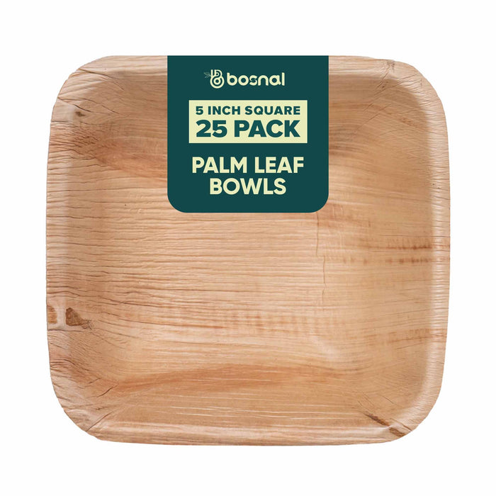 Palm Leaf Biodegradable Bowls, 5 inch, Square