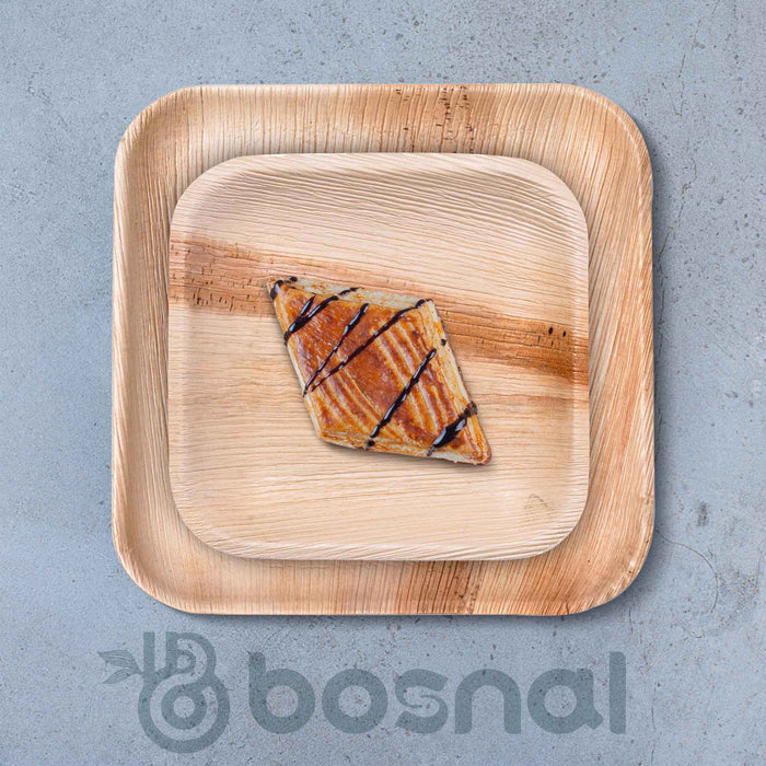Palm Leaf Biodegradable Square Plates Combo – 50 pcs Set (25 each of 10" & 7" Plates), Eco-Friendly, Compostable, Bamboo-Wood Style, Durable & Restaurant-Grade Alternative to Paper Plates