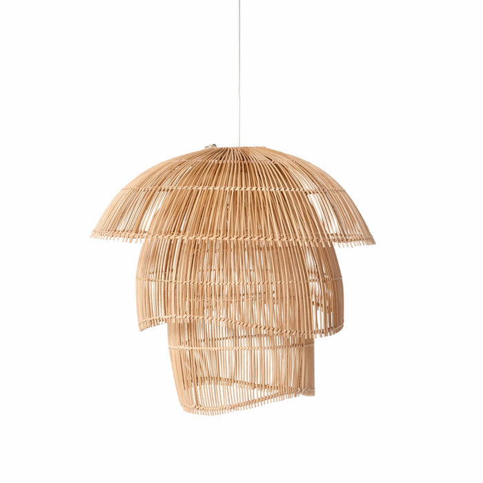 Cascade Natural Rattan 3-Tier Pendant Light